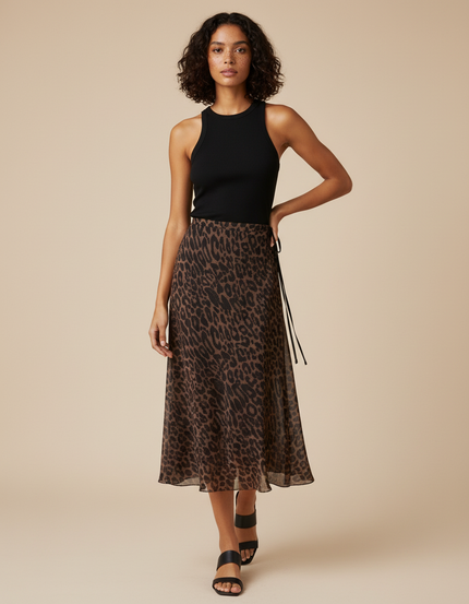 Jupe Léopard Fluide Portefeuille Chic