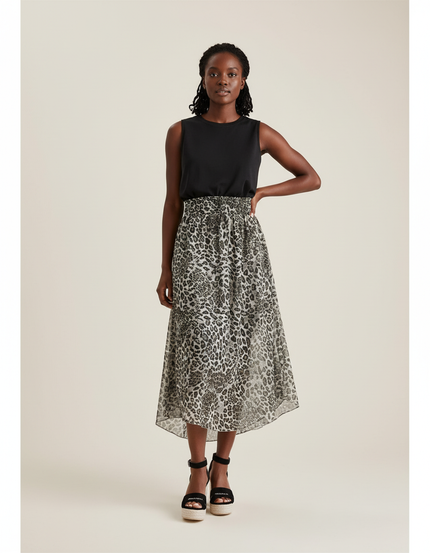 Jupe Léopard Fluide Plissée Élégante