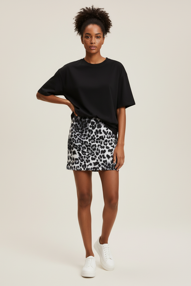 Jupe Léopard Moulante Courte Décontractée