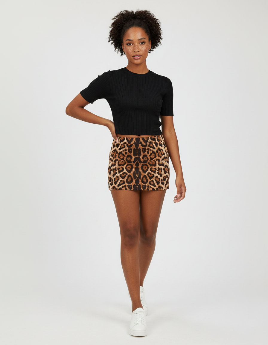 Jupe Léopard Mini Moulante Chic