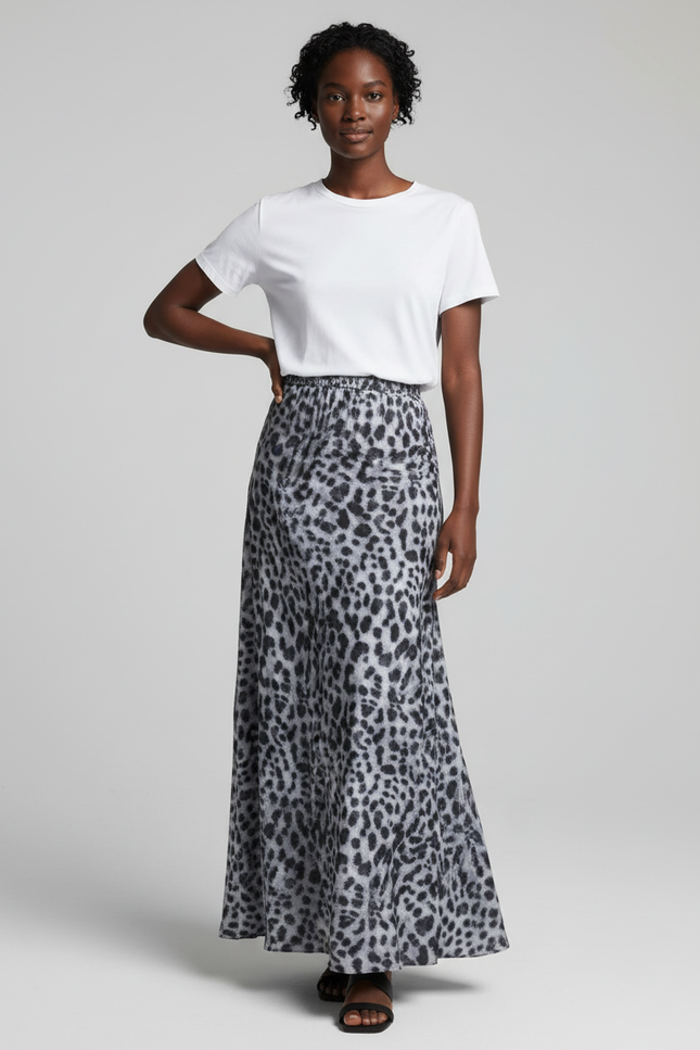 Jupe Léopard Grise Longue Élégante