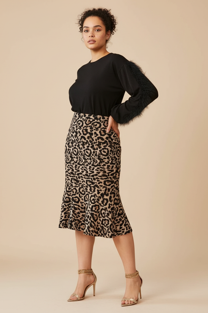 Jupe Léopard Coupe Sirène Élégante Glamour