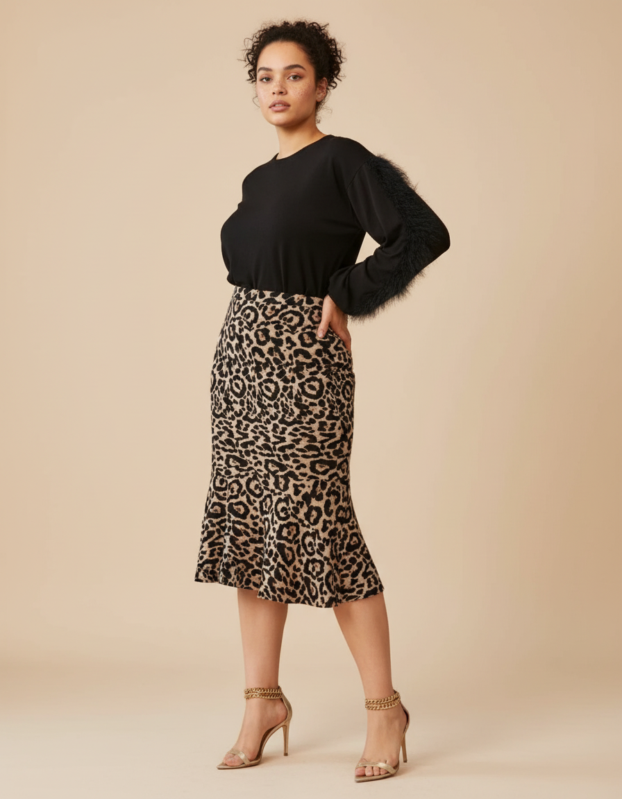 Jupe Léopard Coupe Sirène Élégante Glamour