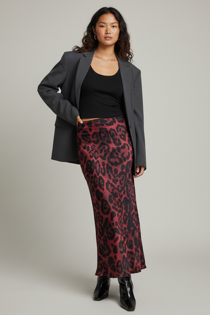 Jupe Longue Leopard Rouge