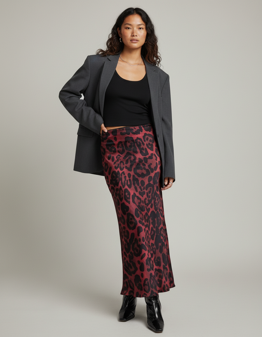 Jupe Longue Leopard Rouge