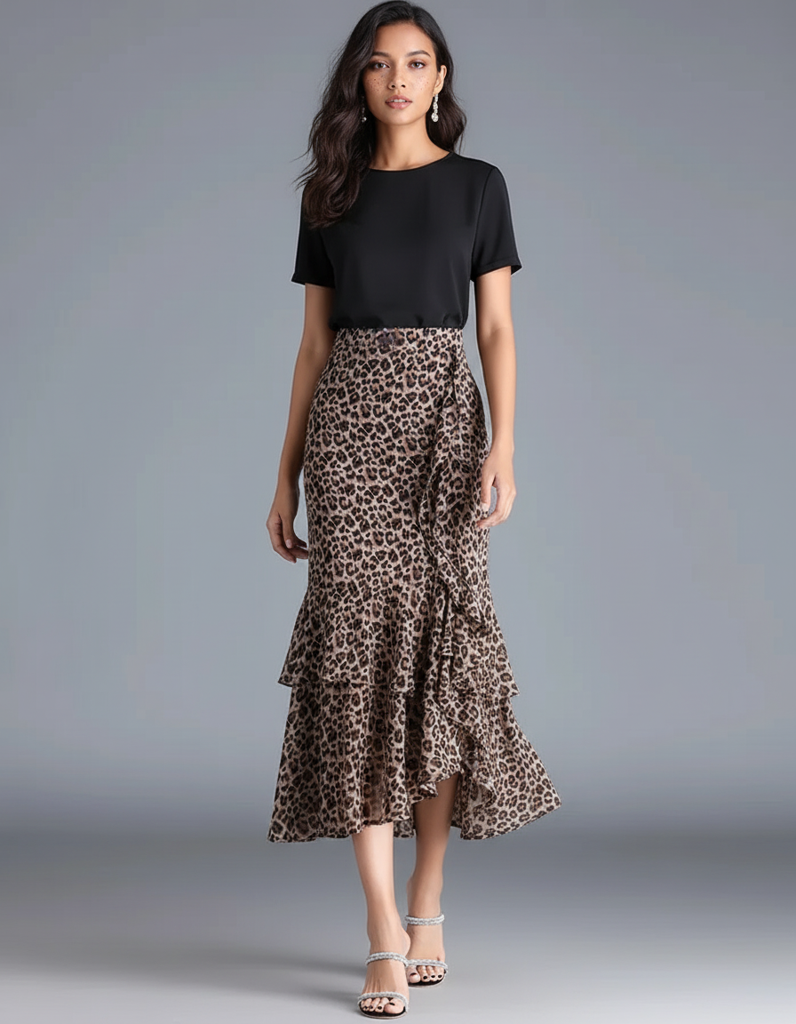 Jupe Leopard Asymetrique