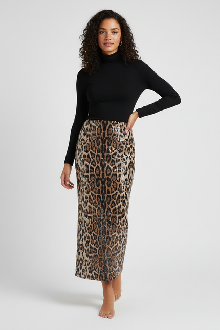 Jupe Léopard Longue Slim Chic