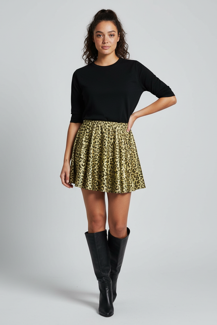 Jupe Léopard Mini Plissée Chic
