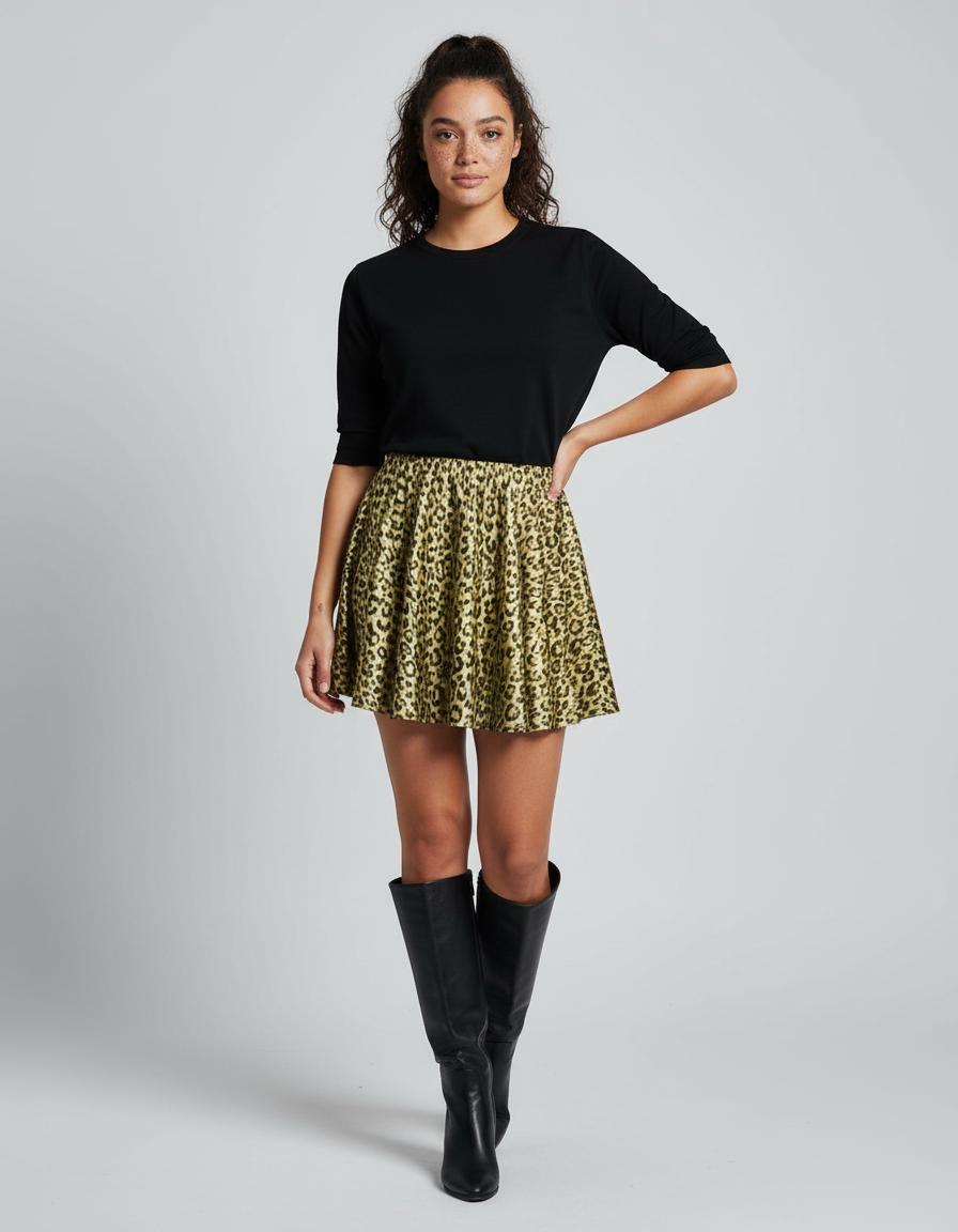 Jupe Léopard Mini Plissée Chic