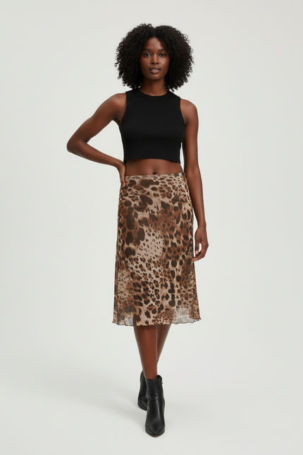 Jupe Léopard Voile Fluide Chic