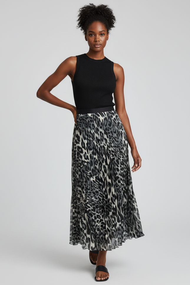 Jupe Plissee Leopard