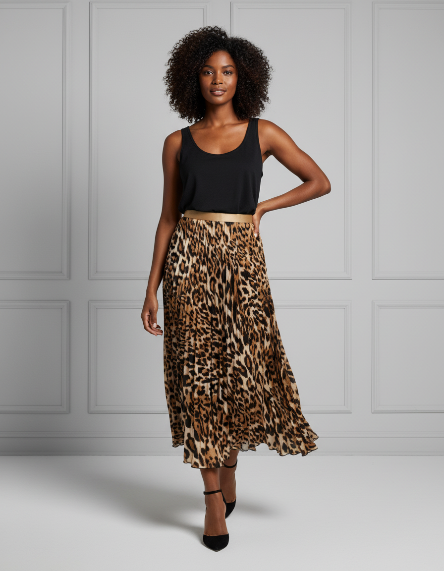Jupe Mi Longue Leopard
