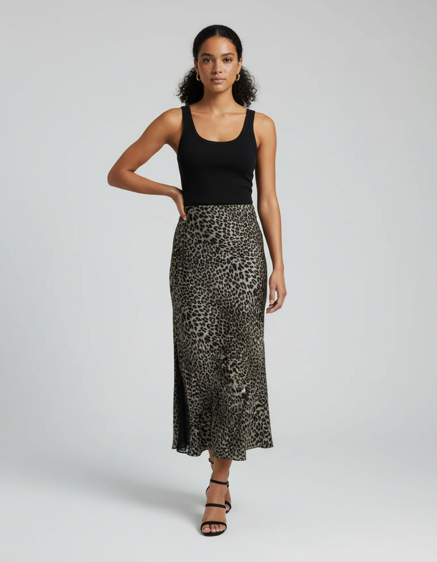 Jupe Longue Leopard Fendue