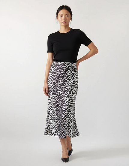 Jupe Léopard Satin Fluide Élégante