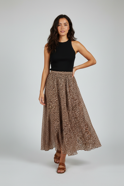Jupe Léopard Longue Fluide Chic