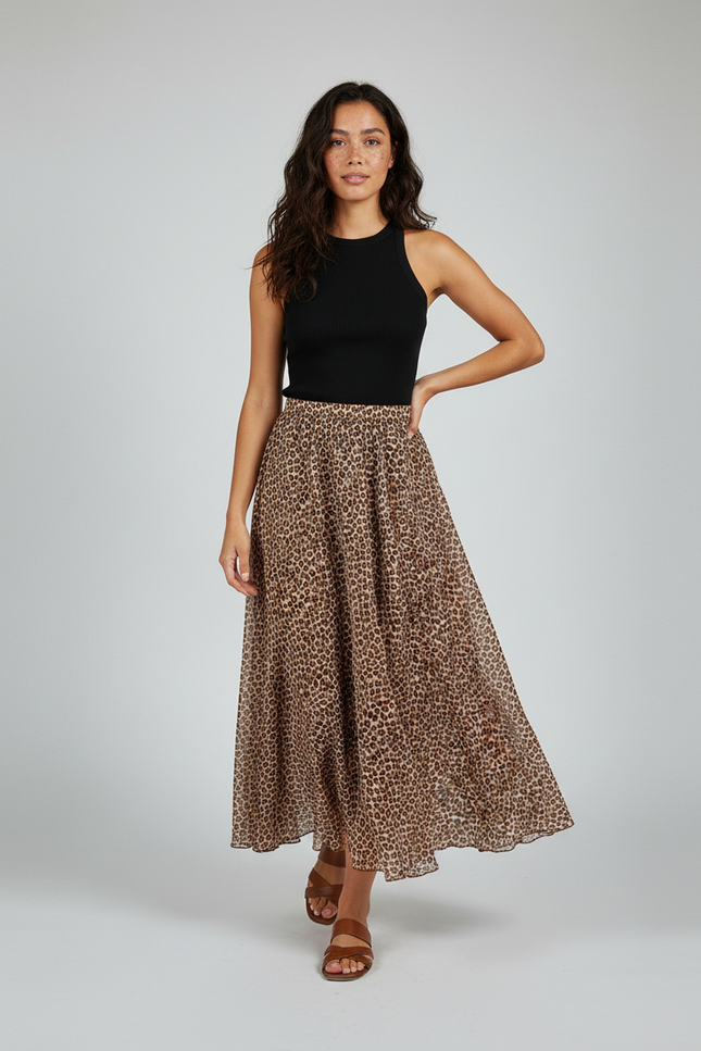 Jupe Léopard Longue Fluide Chic