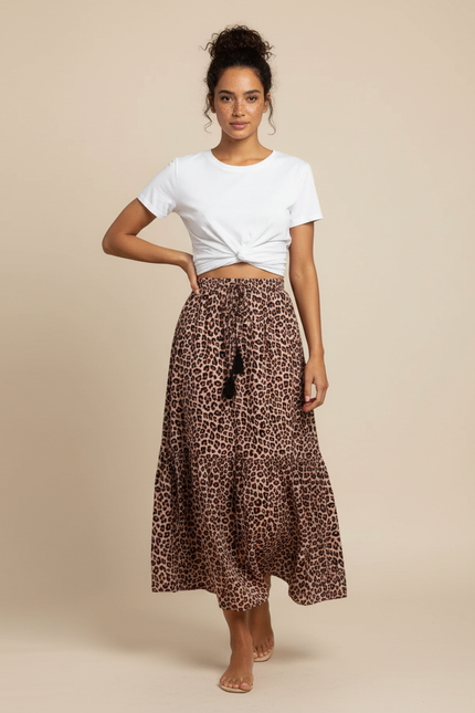 Jupe Smockée Leopard