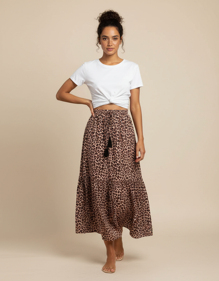 Jupe Smockée Leopard