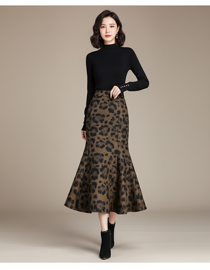 Jupe Léopard Coupe Sirène Élégante