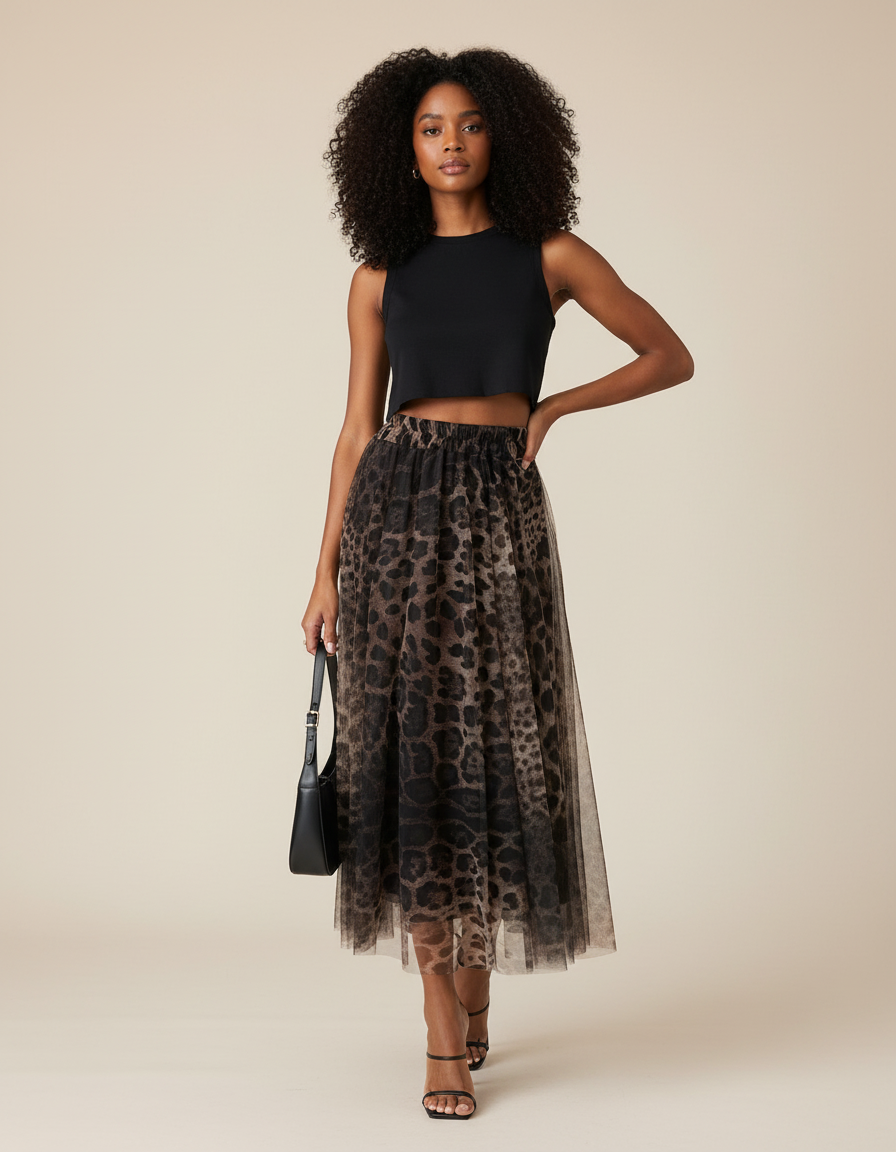Jupe Tulle Leopard Femme