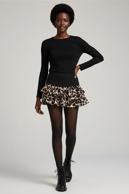 Jupe Léopard Bouffante Courte Chic