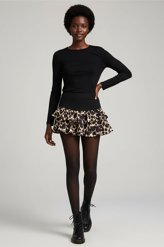 Jupe Léopard Bouffante Courte Chic