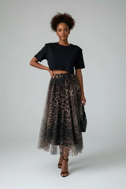 Jupe Longue Tulle Leopard