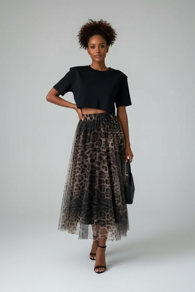 Jupe Longue Tulle Leopard