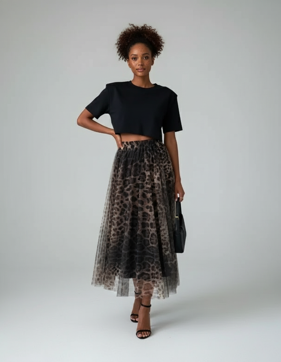Jupe Longue Tulle Leopard