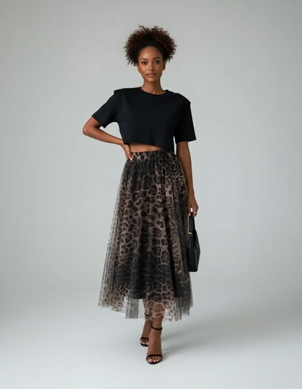 Jupe Longue Tulle Leopard