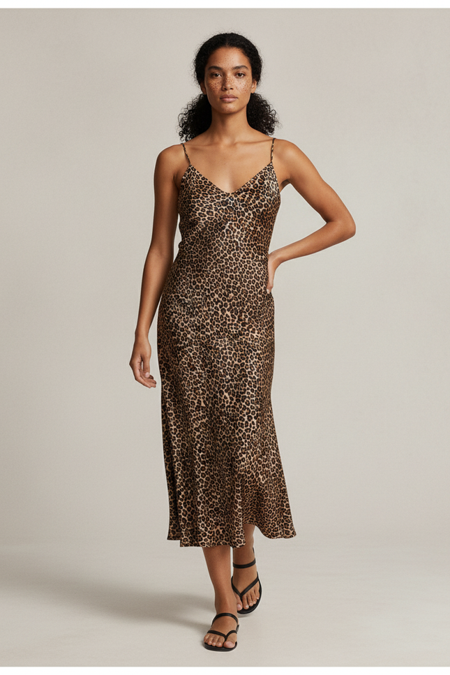 Jupe Léopard Satinée Fluide