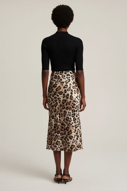 Jupe Longue Satin Leopard