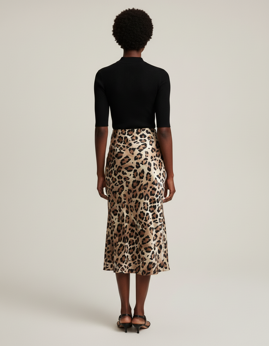 Jupe Longue Satin Leopard