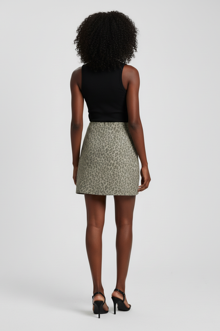 Jupe Léopard Kaki Mini Chic