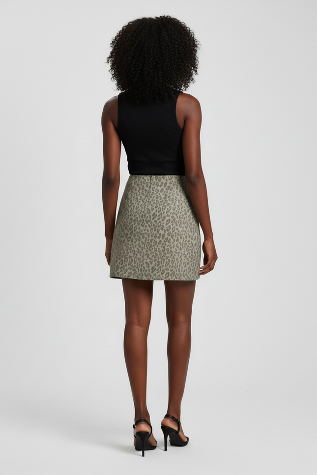 Jupe Léopard Kaki Mini Chic