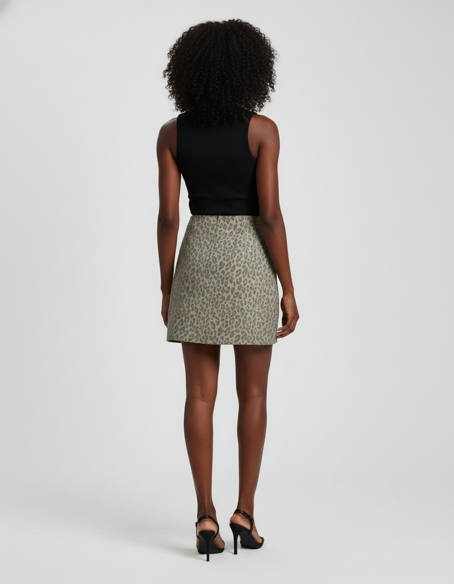 Jupe Léopard Kaki Mini Chic