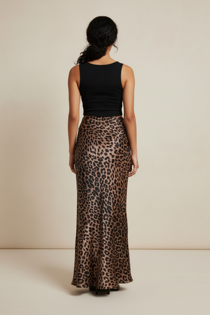 Jupe Léopard Longue Satinée Fluide