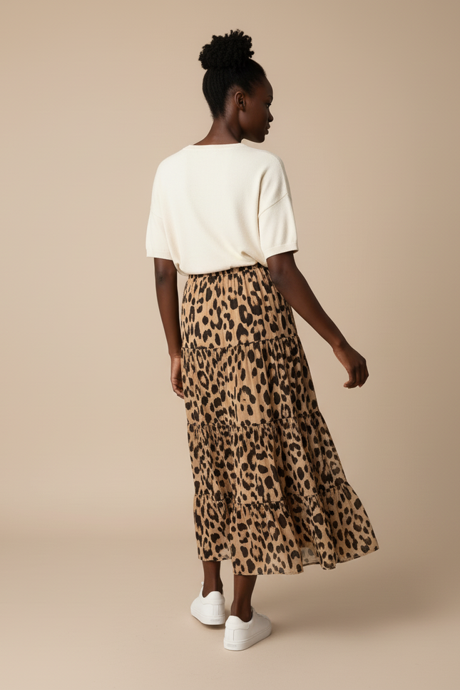 Jupe Leopard Gaze De Coton
