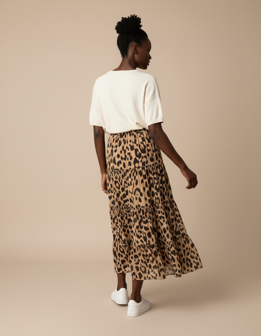 Jupe Leopard Gaze De Coton