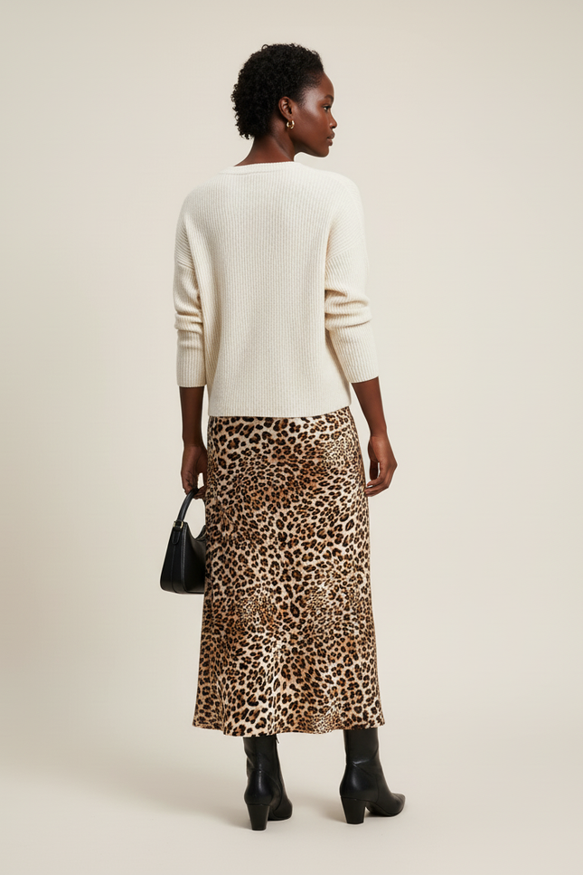 Jupe Léopard Maxi Satinée Élégante