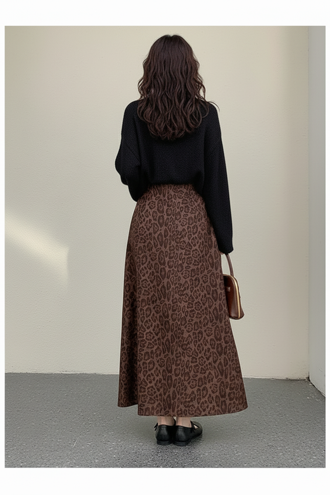 Jupe Longue Leopard Hiver