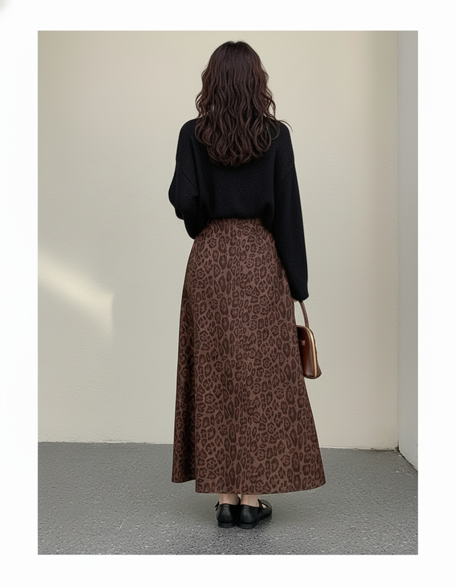 Jupe Longue Leopard Hiver