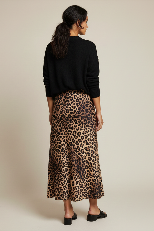 Jupe Léopard Satin Fluide