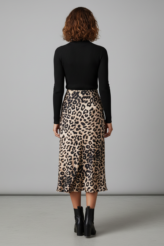 Jupe Léopard Satin Fluide Chic
