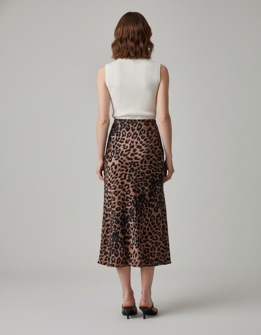 Jupe Léopard Satin Fluide Chic Tendance