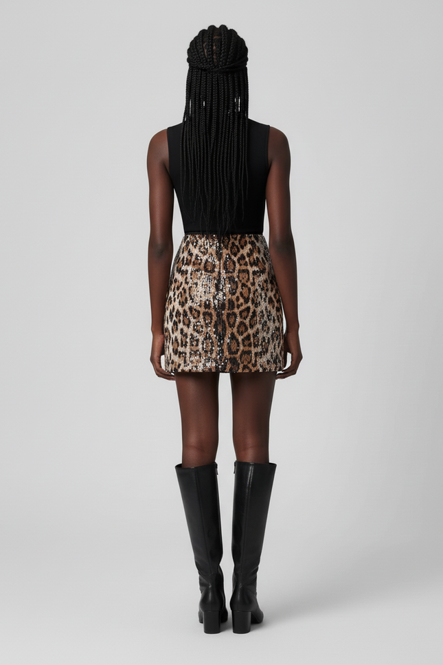 Jupe Léopard Mini Pailletée Chic