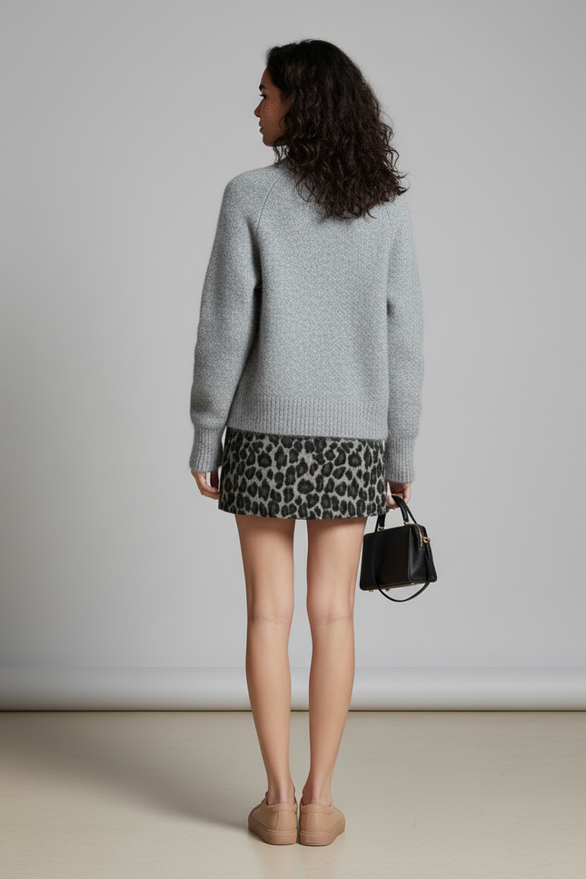 Jupe Léopard Mini Grise Chic Urbaine
