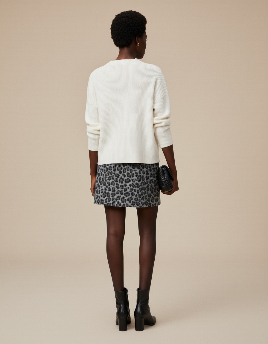 Jupe Léopard Mini Laine Chic