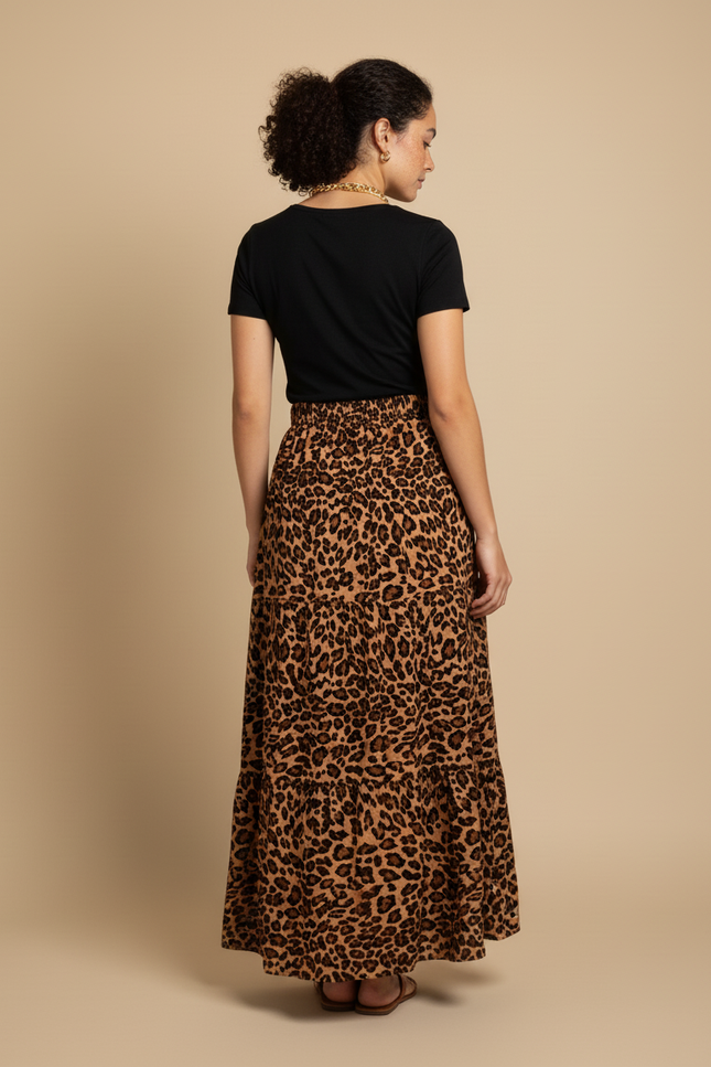 Jupe Léopard Longue Fluide Décontractée