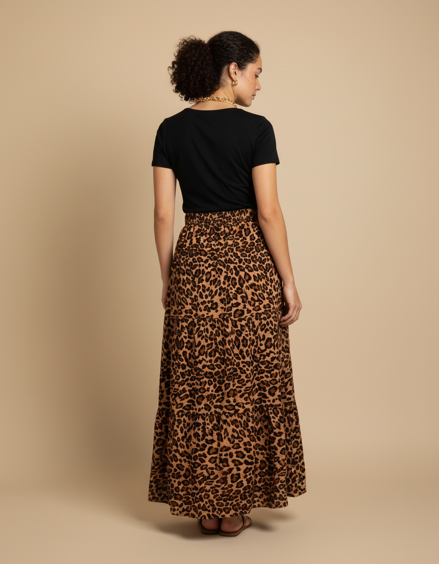 Jupe Léopard Longue Fluide Décontractée